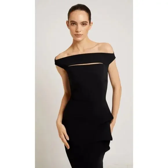 CHIARA BONI La Petite Robe MELANIA OFF THE SHOULDER CUT OUT DRESS Black … - Picture 8 of 16